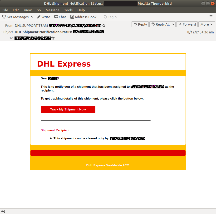 Scam Alert Fake DHL Express ‘Shipment Notification’ Phishing Email